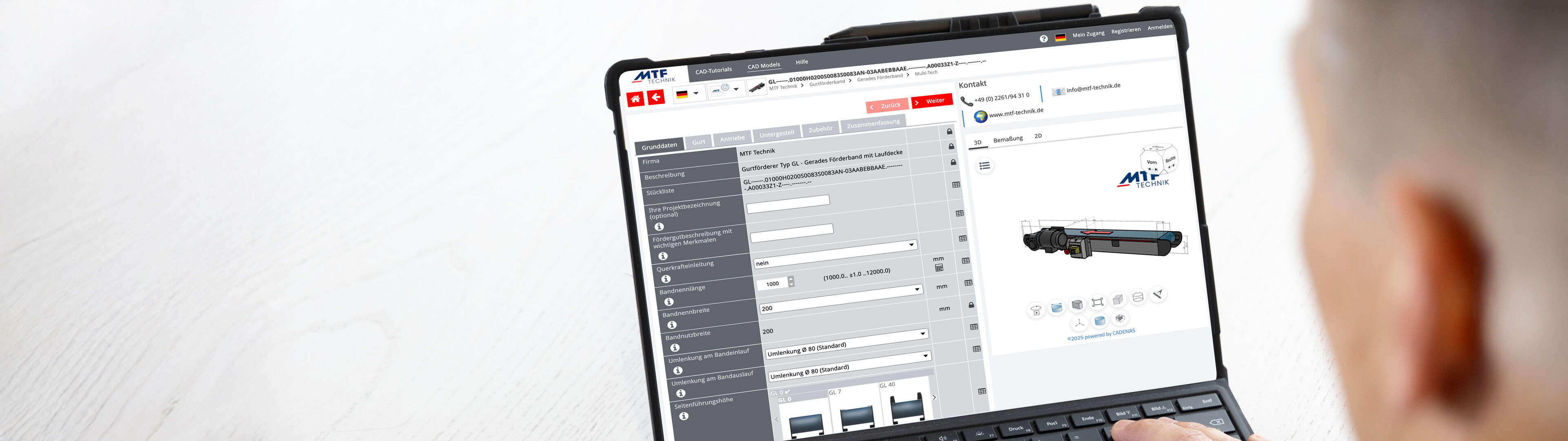 Förderband-Konfigurator MTF Technik 
Hardy Schürfeld GmbH & Co. KG